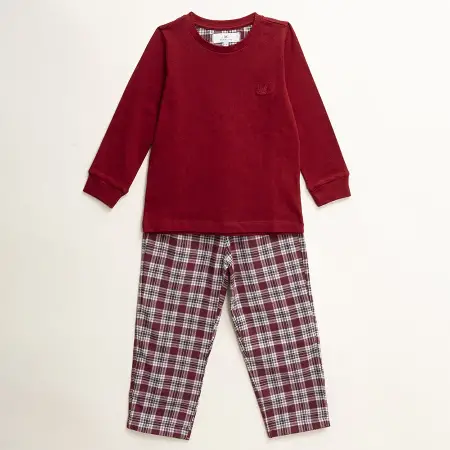 Kız Çocuk Pijama Takımı 11-12 Yaş Bordo - 2